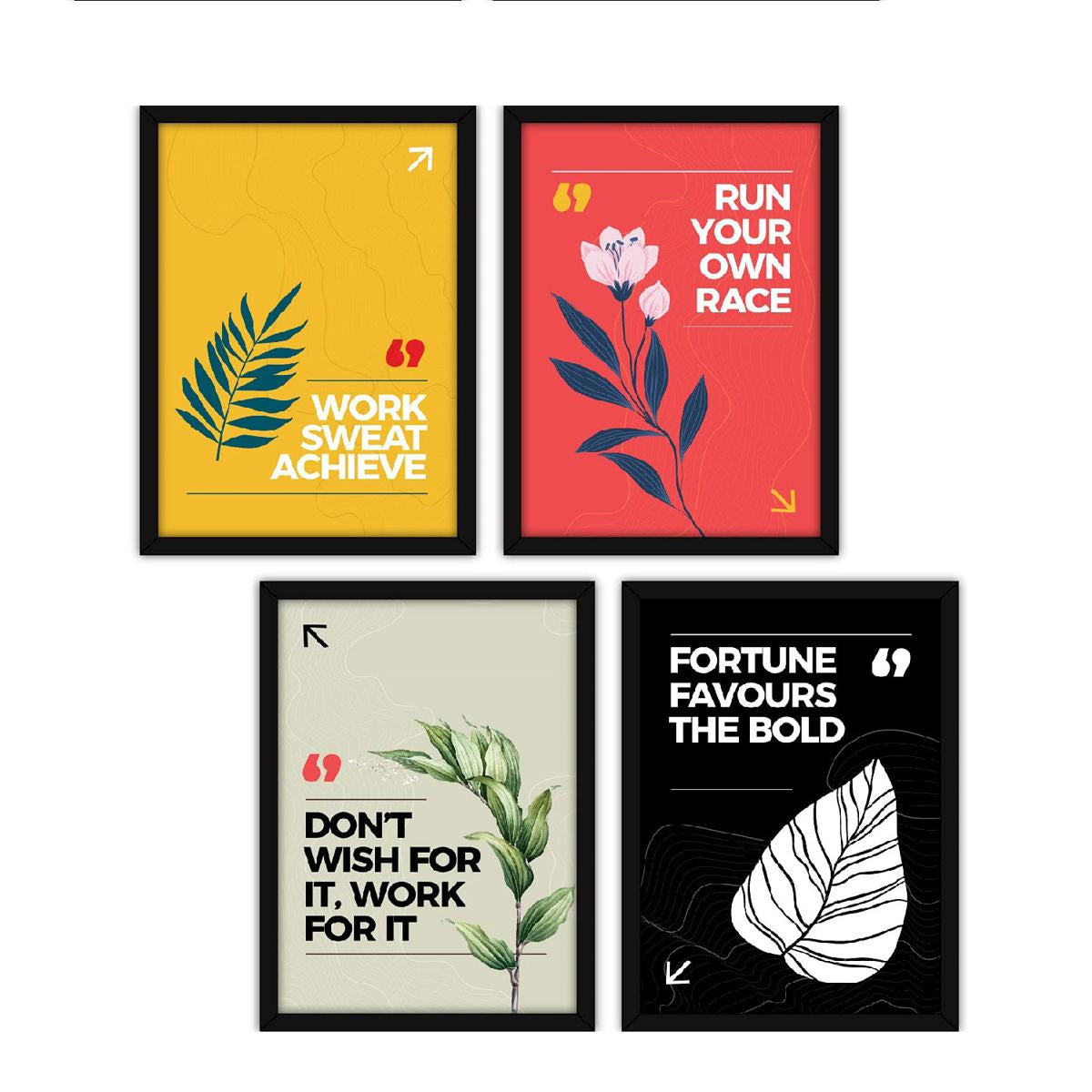 Home & Office Wall Art – Motivational Quote Frames (Set of 4)