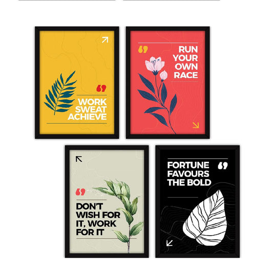 Home & Office Wall Art – Motivational Quote Frames (Set of 4)